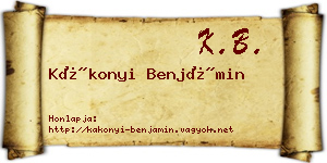 Kákonyi Benjámin névjegykártya