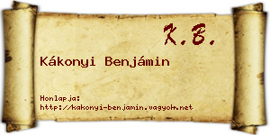 Kákonyi Benjámin névjegykártya